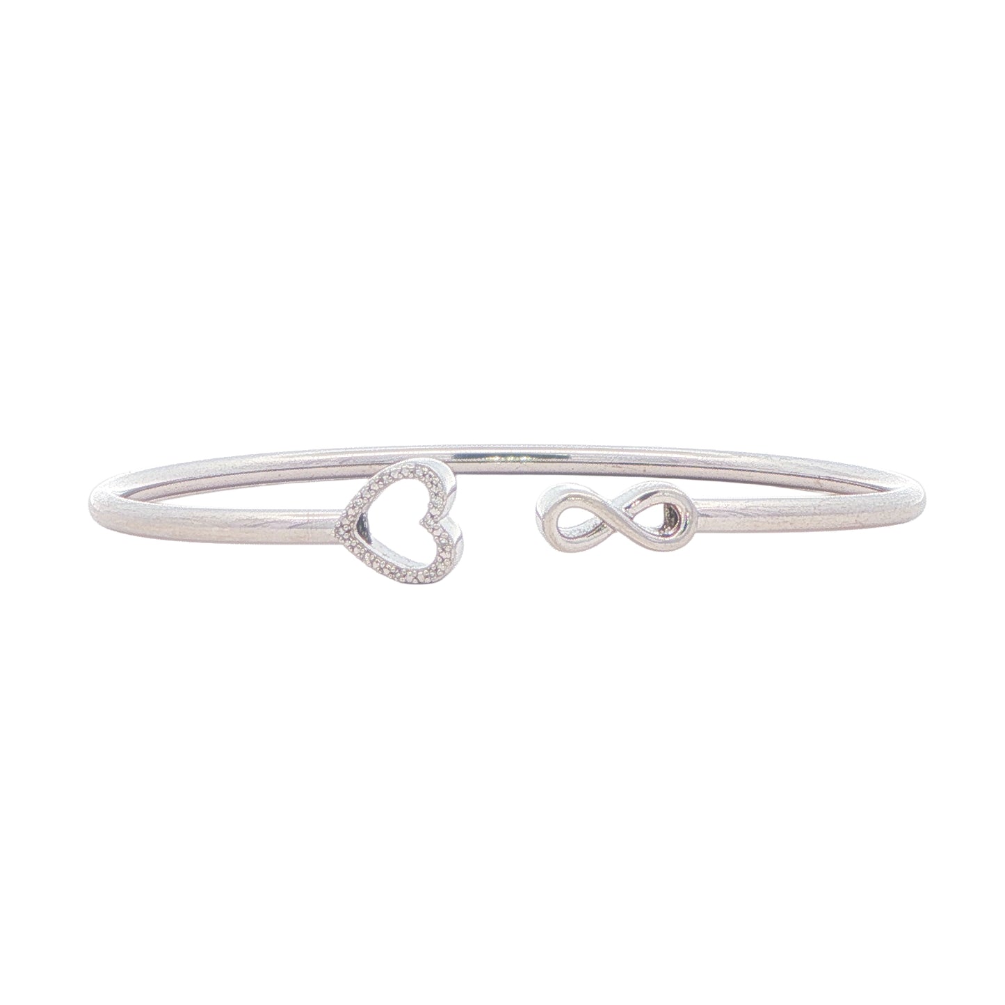Sterling Silver CZ Infinity Heart Estate Bangle