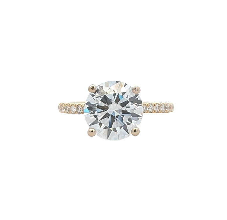 18KT Yellow and White Gold 3.32ctw Lab Grown Diamond Engagement Ring size 6.5