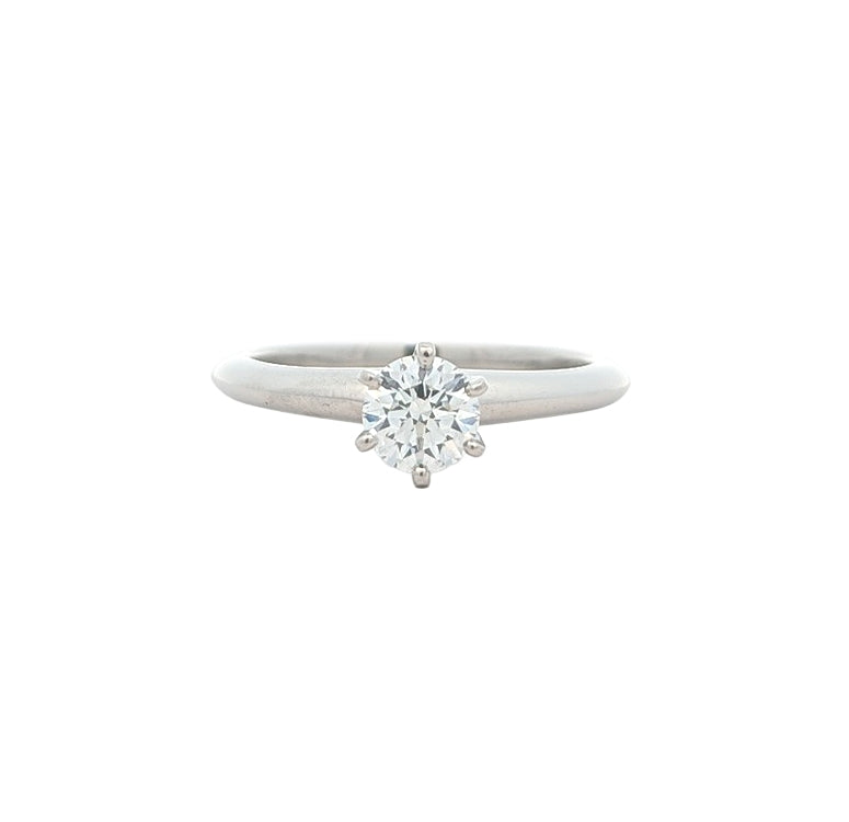 Platinum 0.46ctw Diamond "Tiffany & Co." Estate Engagement Ring size 5