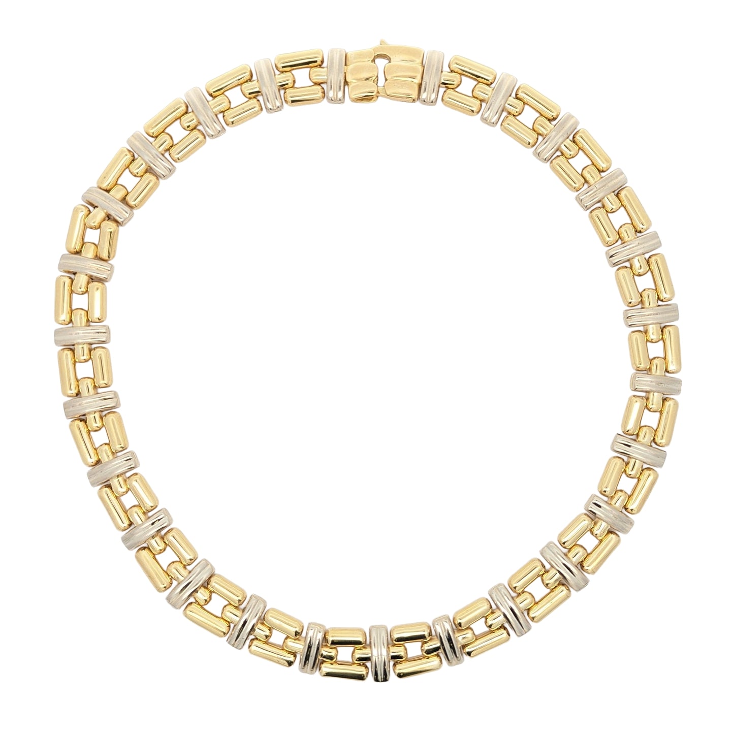 18KT Yellow and White Gold 17 Estate Custom Link Necklace