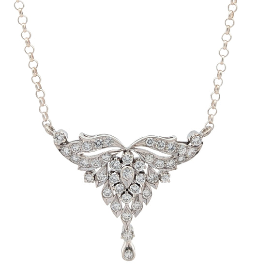 Sterling Silver 1.08ctw Diamond 16 Estate Necklace