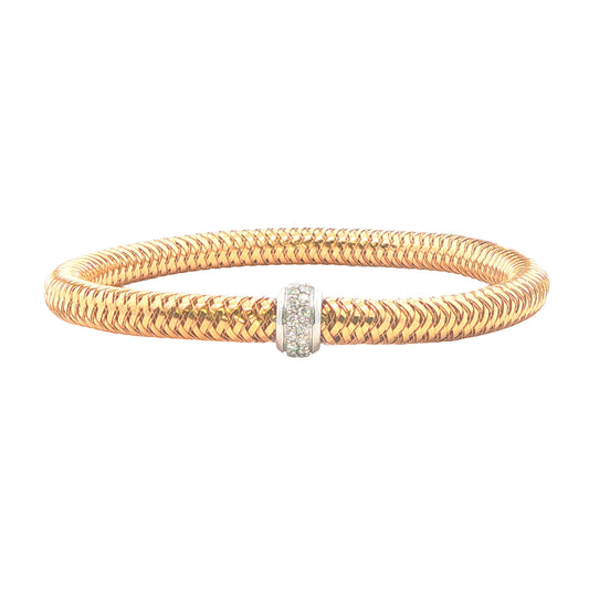 18KT Yellow and White Gold Natural Ruby and 0.26ctw Diamond Estate Flexible Bangle Bracelet