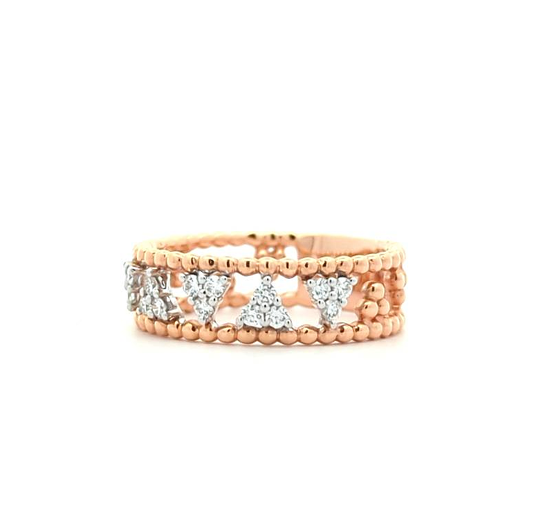 18KT Rose and White Gold 0.25ctw Diamond Ring size 6.75