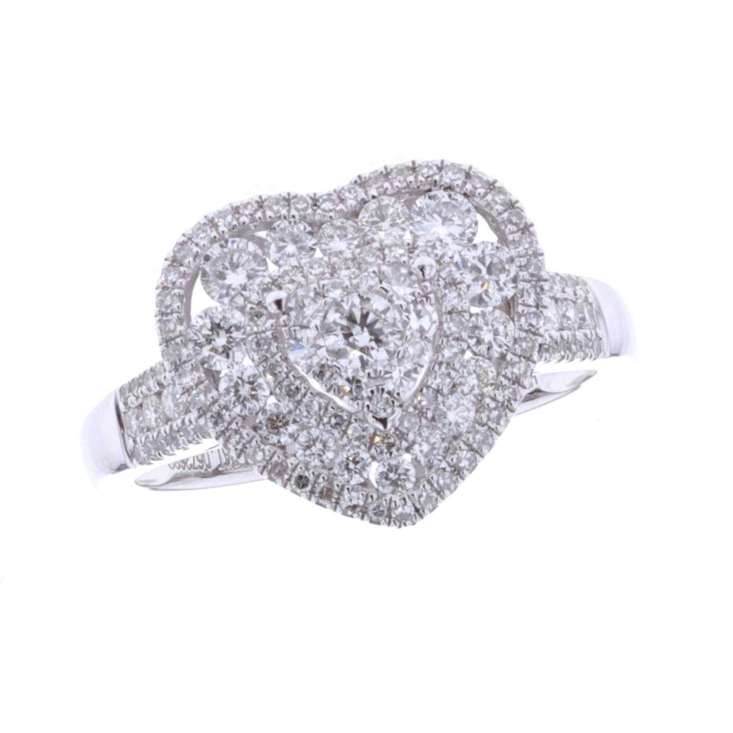 14KT White Gold 1.00ctw Diamond Heart Ring Size 7