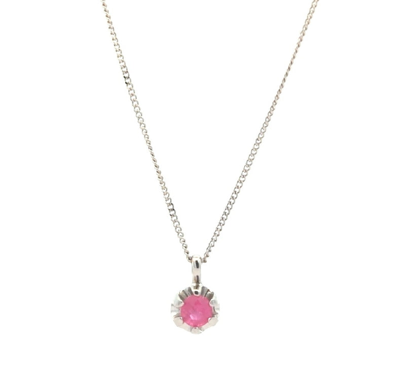 10KT White Gold Genuine Ruby 18" Necklace