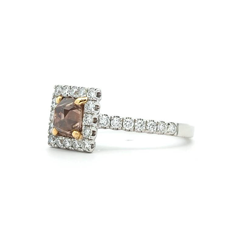 18KT White and Yellow Gold Fancy Brown 1.60ctw Diamond Estate Ring size 6.75
