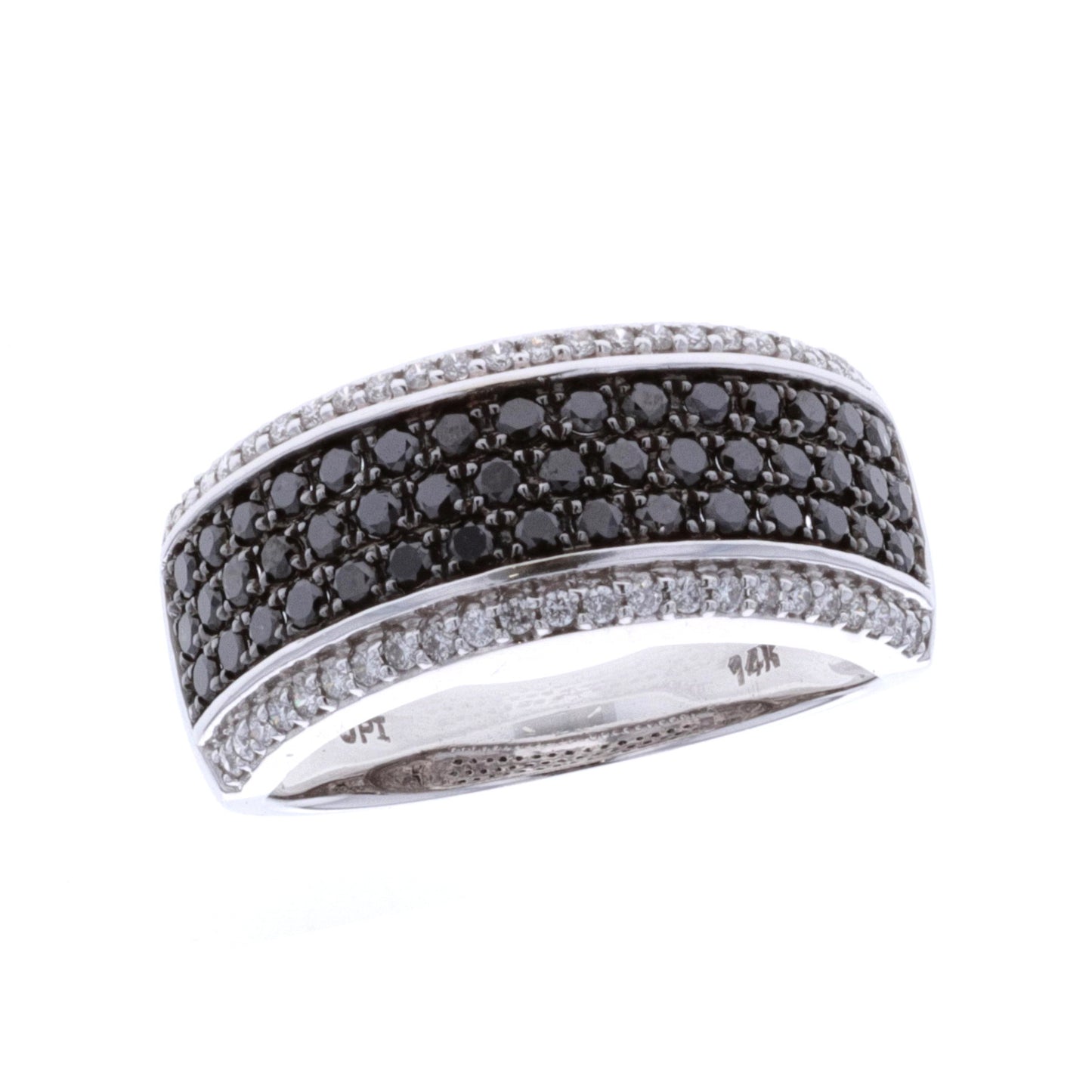 14KT White Gold 0.99ctw Black and White Diamond Estate Ring size 7.5