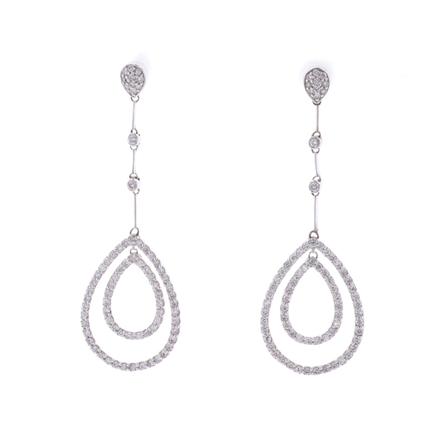 14KT White Gold 1.50ctw Diamond Estate Drop Earrings
