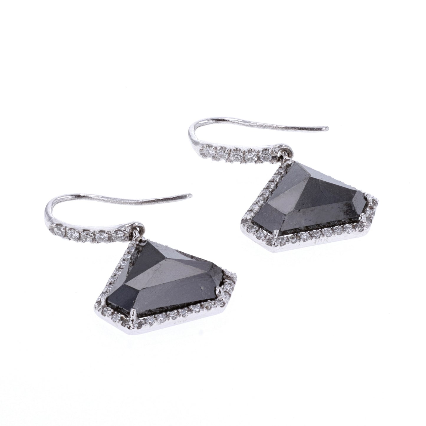 18KT White Gold 11.90ctw White and Black Diamond Estate Earrings