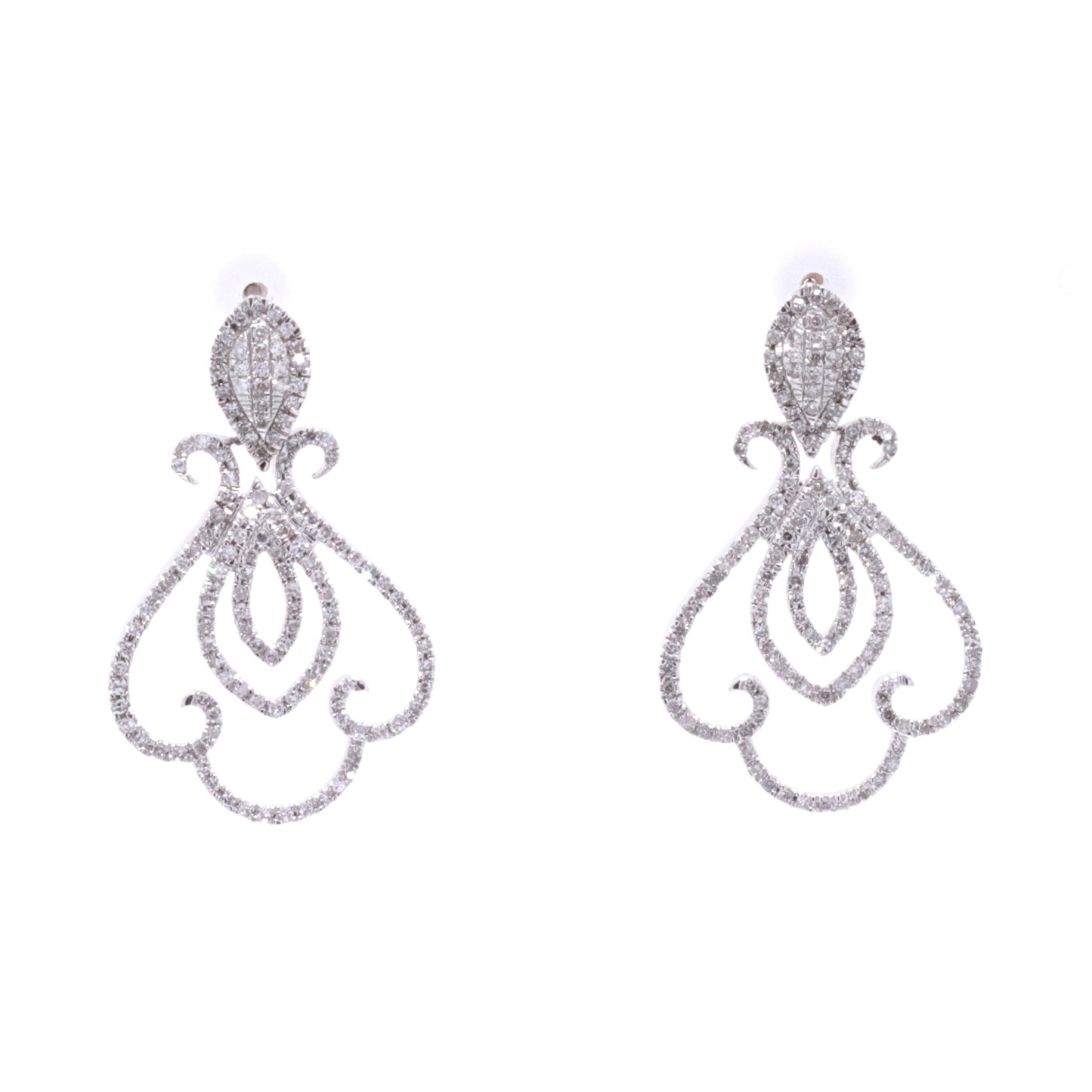 14KT White Gold Custom Made 0.90ctw Diamond Earrings Final Sale