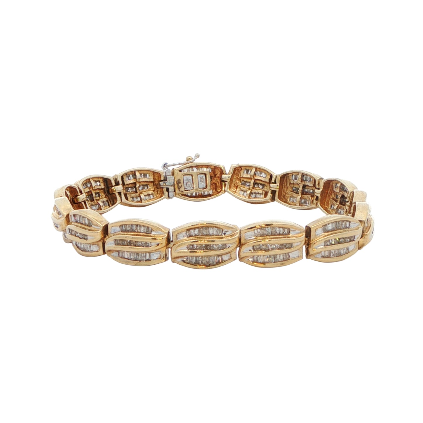 10KT Two-Tone Gold 3.02ctw Diamond 6.75" Estate Bracelet