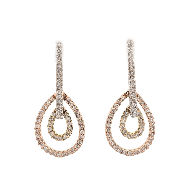 14KT Yellow, White and Rose Gold 0.75ctw Diamond Estate Earrings