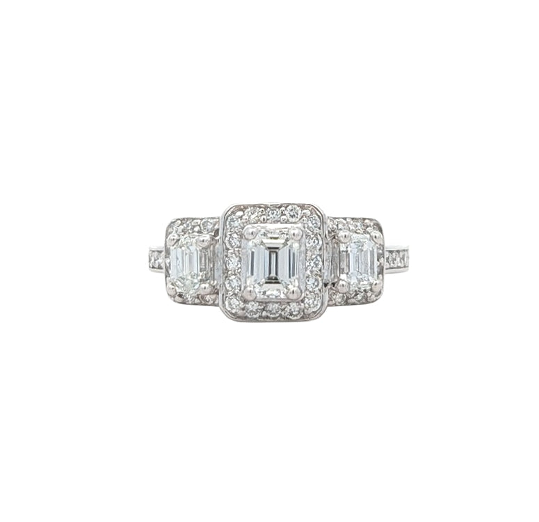 14KT White Gold 1.01ctw Diamond Estate Engagement Ring