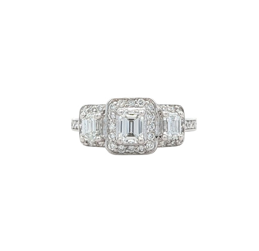 14KT White Gold 1.01ctw Diamond Estate Engagement Ring