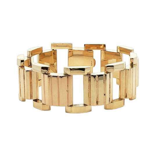 14KT Yellow Gold 6.5 Rectangular Link Estate Bracelet