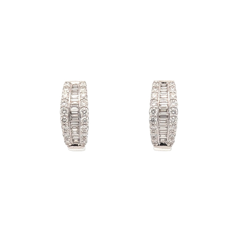 14KT White Gold 0.60ctw Diamond Estate Huggy Earrings