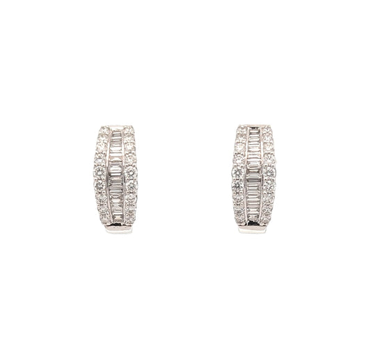 14KT White Gold 0.60ctw Diamond Estate Huggy Earrings