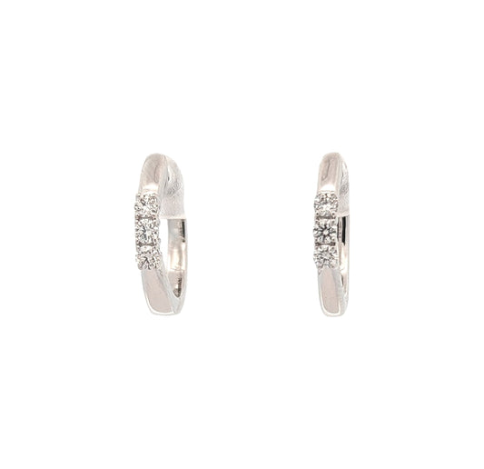 14KT White Gold 0.25ctw Diamond Estate Hoop Earrings