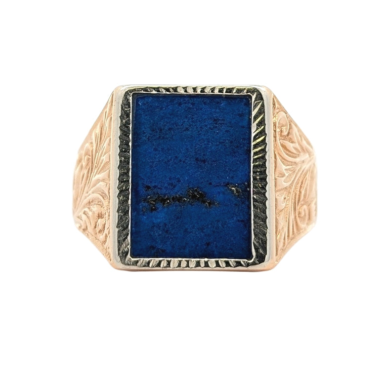 18KT Yellow Gold Natural Lapis Lazuli Estate Ring