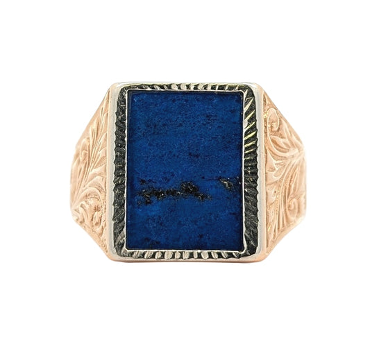 18KT Yellow Gold Natural Lapis Lazuli Estate Ring