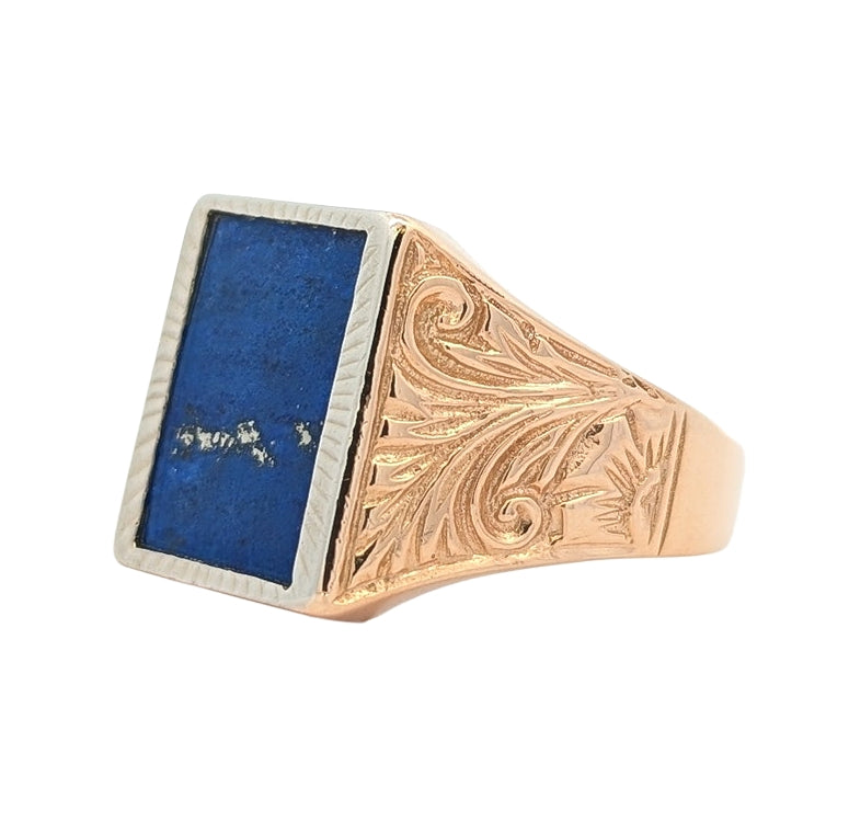 18KT Yellow Gold Natural Lapis Lazuli Estate Ring