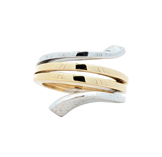18KT Yellow and White Gold 0.01ctw Diamond Designer Estate Ring