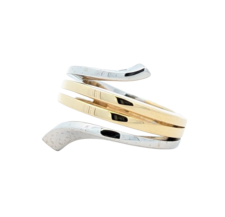 18KT Yellow and White Gold 0.01ctw Diamond Designer Estate Ring