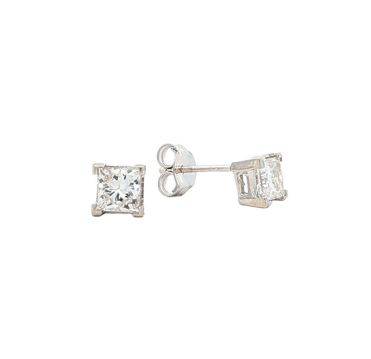 14KT White Gold 1.00ctw Diamond Estate Stud Earrings