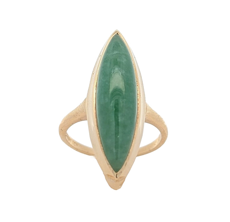 10KT Yellow Gold Jadeite Estate Ring Size 6
