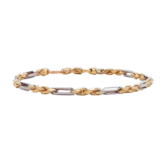 14KT Yellow and White Gold Estate Rope 8 Bracelet"