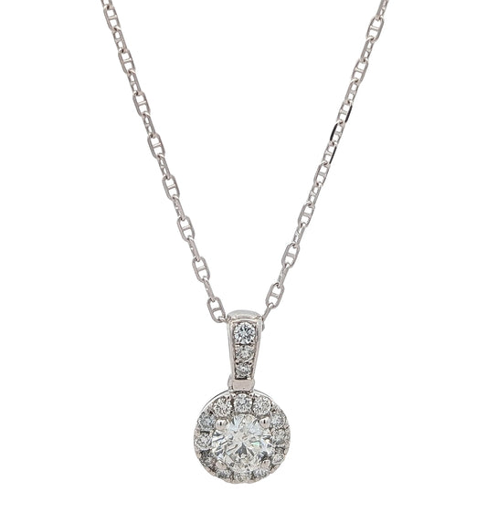 18KT White Gold 1.01ctw Diamond 18 Necklace