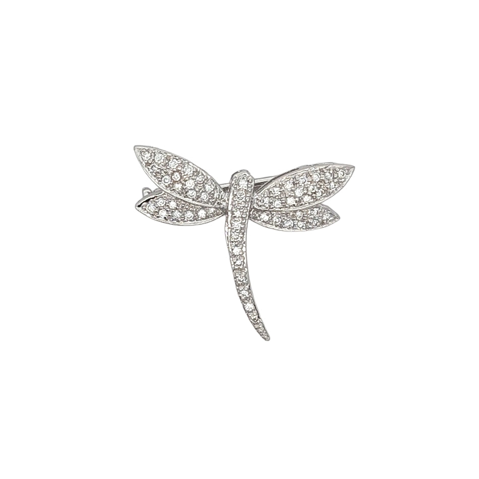 18K White Gold 0.50ctw Diamond Dragonfly Pin
