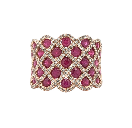 14K Rose Gold 0.63ctw Diamond Ruby Ring Size 6.75