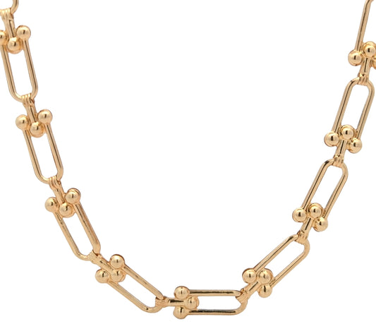18K Yellow Gold Hollow 17 Fancy Link Chain"