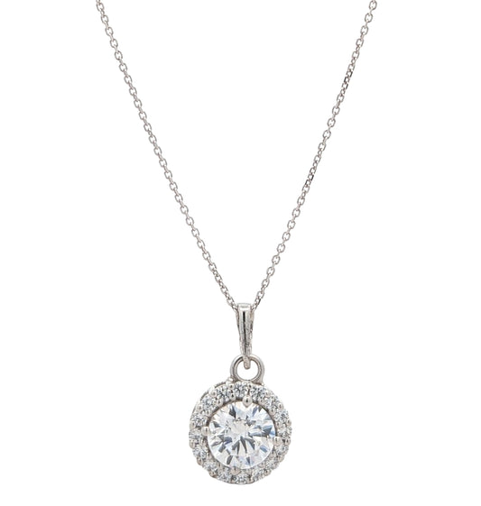 14K White Gold Cubic Zirconia 17' Necklace