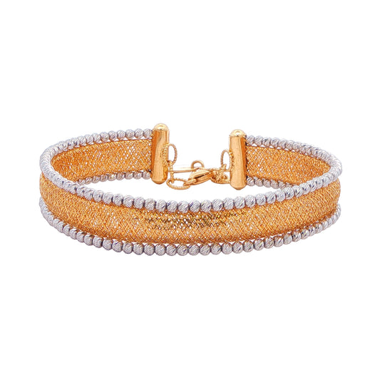 14K Two-Tone Diamond Cut Mesh Bracelet