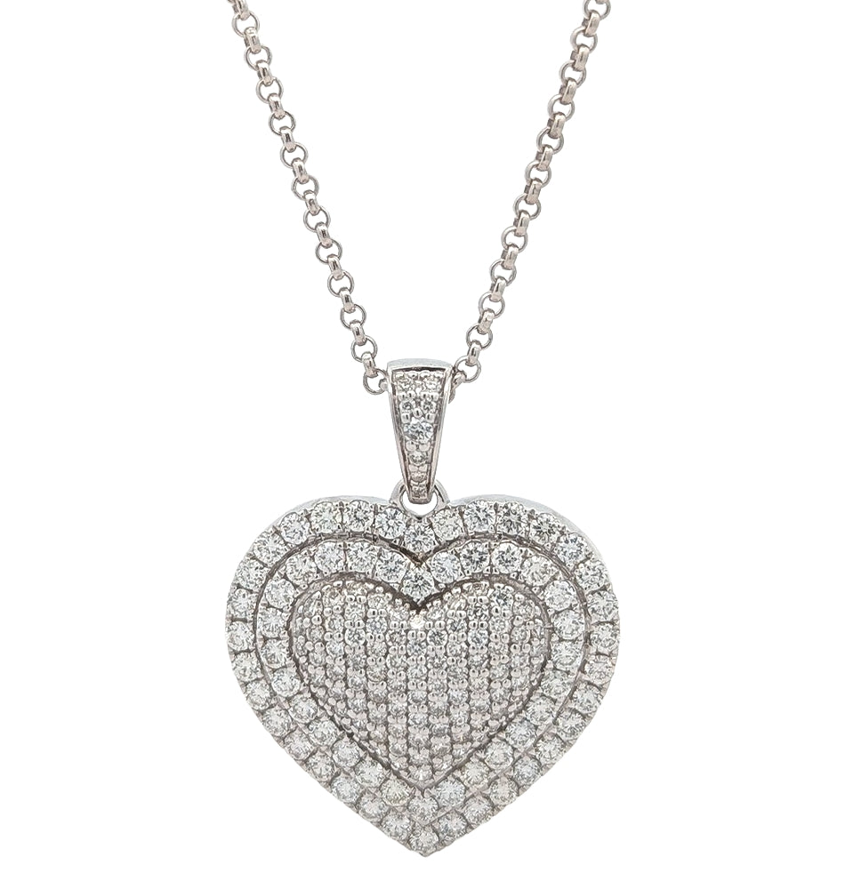 14KT White Gold 1.85ctw Diamond Heart Estate Necklace