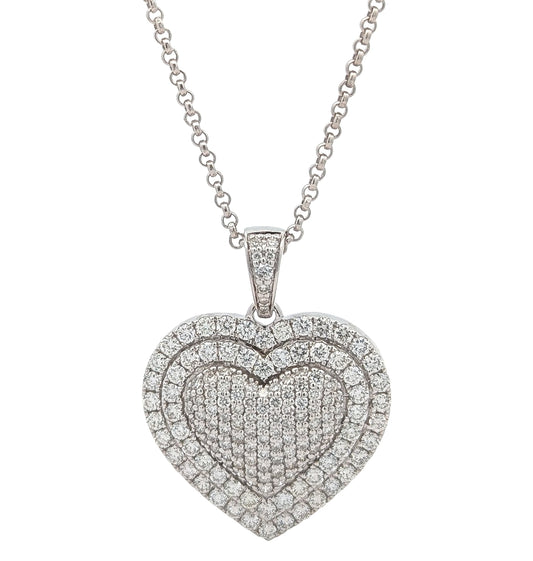 14KT White Gold 1.85ctw Diamond Heart Estate Necklace