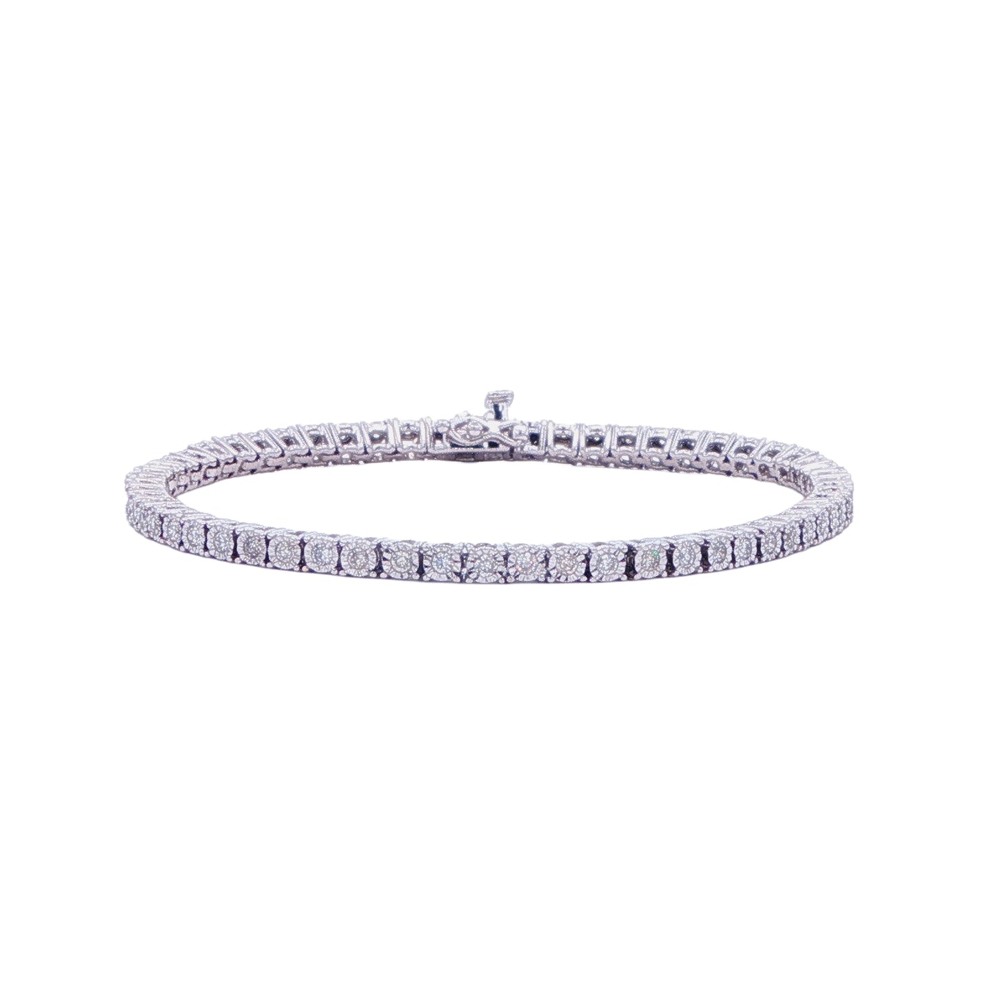 14KT White Gold 1.00ctw Diamond 7 Estate Tennis Bracelet