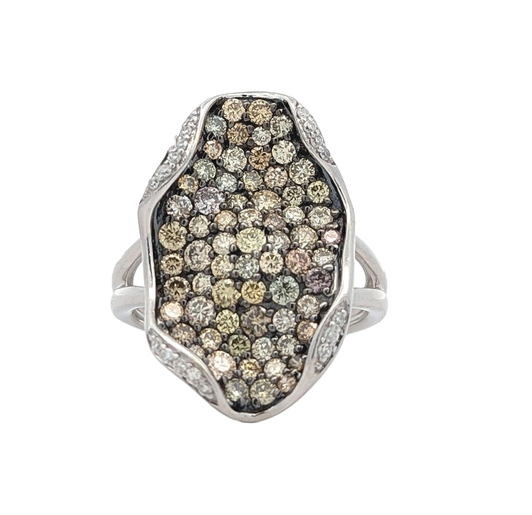 14KT White Gold 1.95ctw Fancy Yellow Diamond Estate Ring size 7