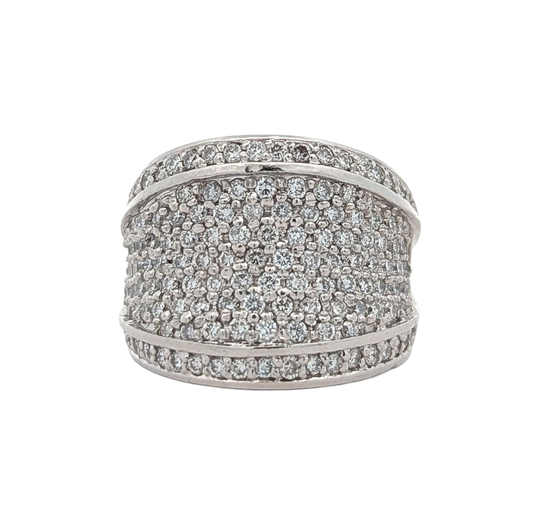 14KT White Gold 2.02ctw Diamond Estate Cluster Ring size 6.75