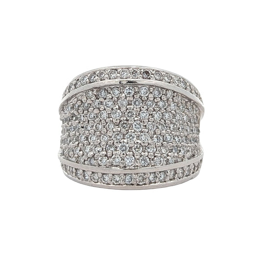14KT White Gold 2.02ctw Diamond Estate Cluster Ring size 6.75