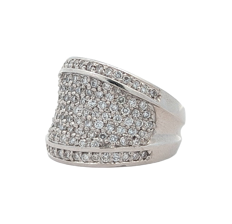 14KT White Gold 2.02ctw Diamond Estate Cluster Ring size 6.75