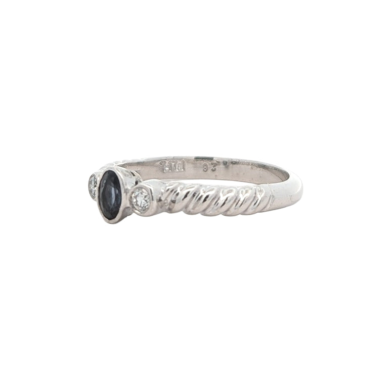 18KT White Gold Natural Alexandrite 0.08ctw Diamond Estate Ring size 6.5