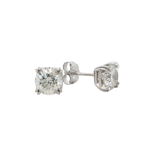 14K White Gold 2.00ctw Diamond Stud Estate Earrings