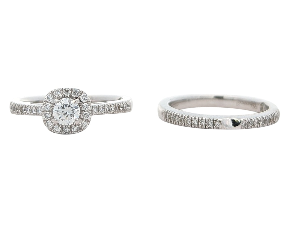 14KT White Gold 0.55ctw Diamond Estate Engagement Ring & Band size 6