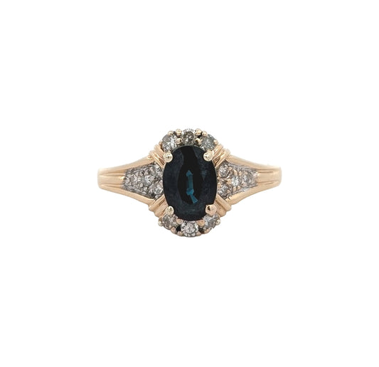 14KT Yellow and White Gold 0.24ctw Diamond Sapphire Estate Ring size 6