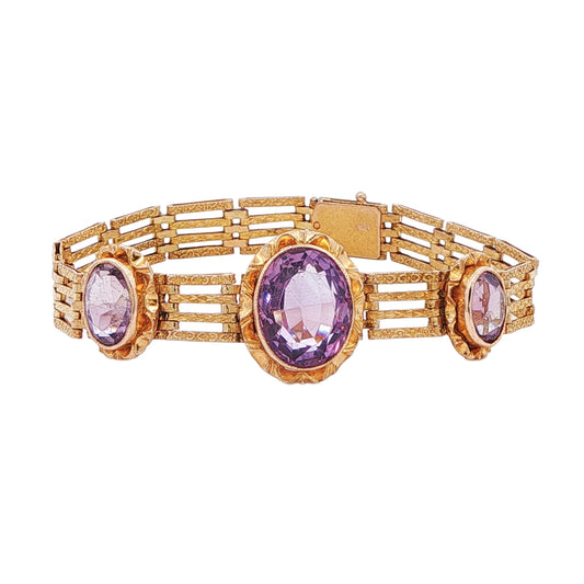 14KT Yellow Gold Amethyst 7.5 Estate Bracelet