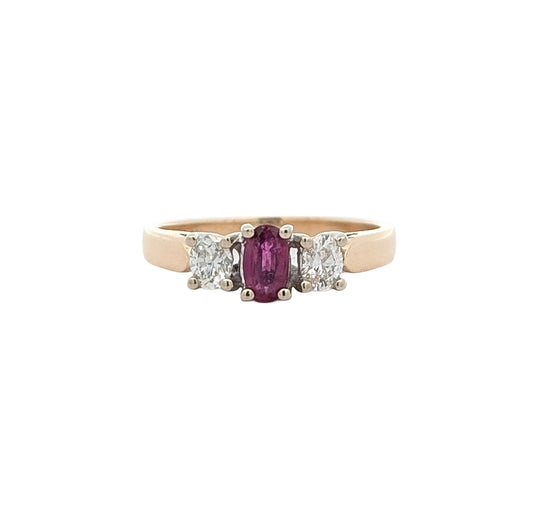 14KT Two-Tone 0.30ctw Diamond Ruby Estate Ring size 6