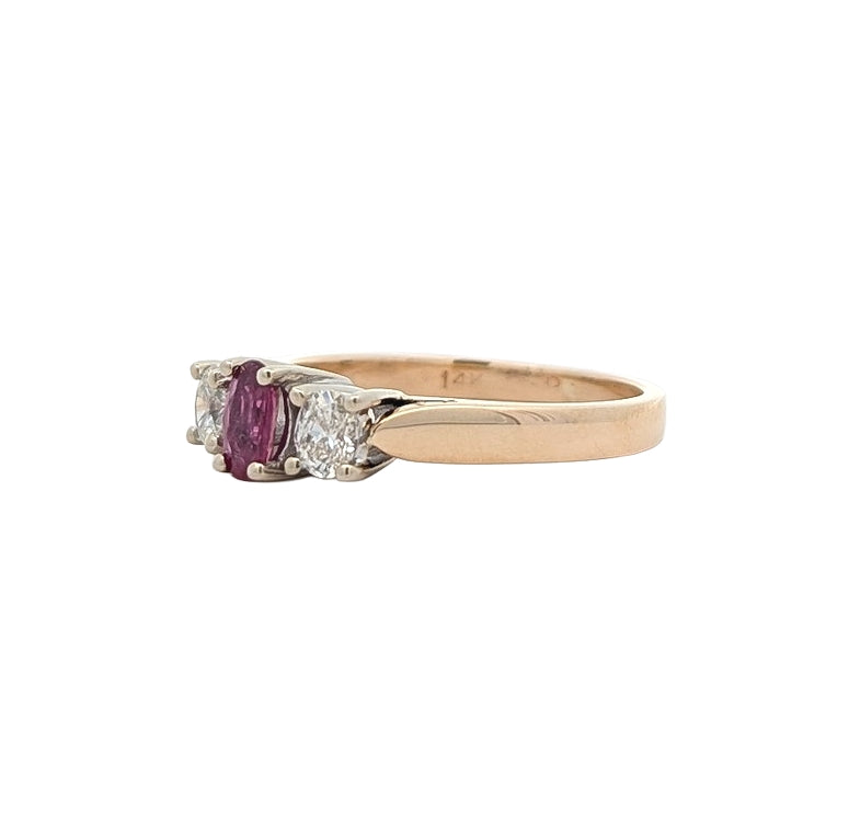 14KT Two-Tone 0.30ctw Diamond Ruby Estate Ring size 6